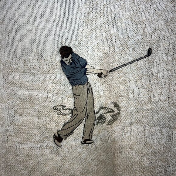 Cypress Links Golf Wear‎ Vintage Embroidered Sweater Mens Size XL Knit Neutral - Picture 2 of 6